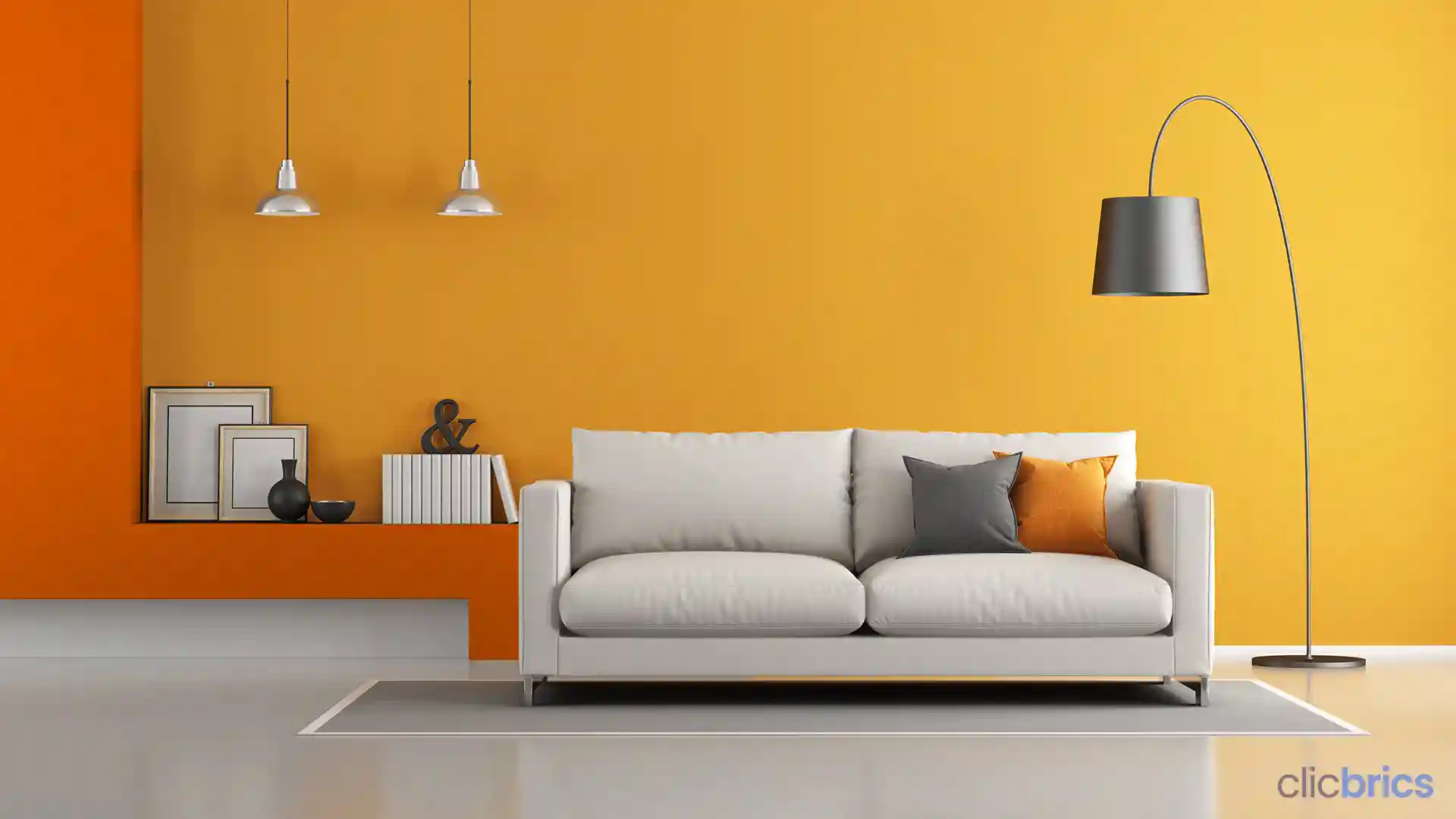 yellow two colour combination for bedroom walls